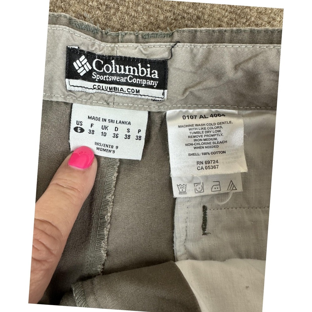Columbia Shorts Womens Size 8 olive 100% Cotton Casual Outdoors Utility Pockets - Picture 9 of 12